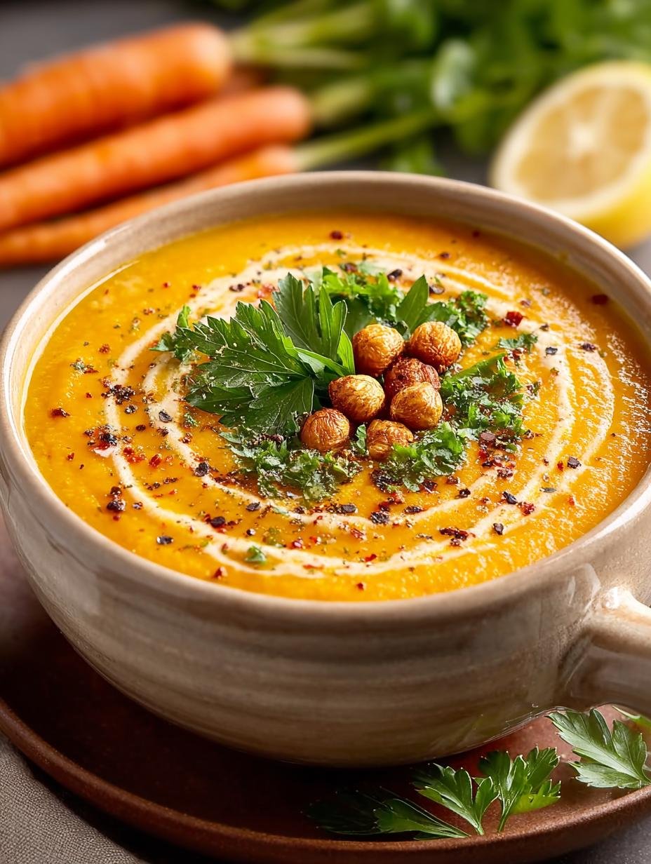 Heerlijke Karotten Miso Suppe Cremig in een kom, perfect romig en warm, klaar om te serveren