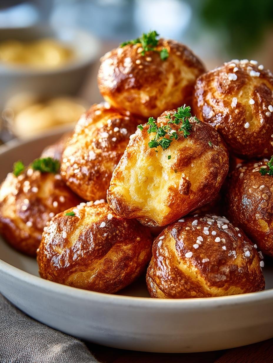Close-up van perfect gebakken Keto Brezelbissen Heissluftfritteuse, goudbruin en knapperig, klaar om te dippen.