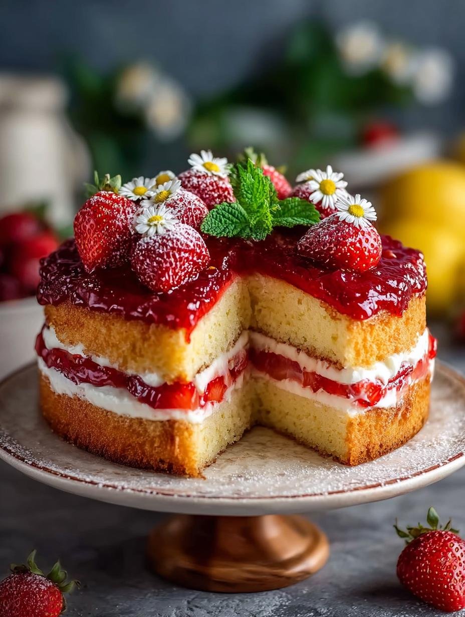 Fantastische Citroen Aardbeien Jam Cake: Nu 250 kcal! - Lemon Strawberry Jam Cake - main visual representation