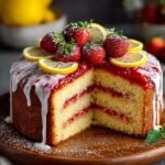 Lemon Strawberry Jam Cake