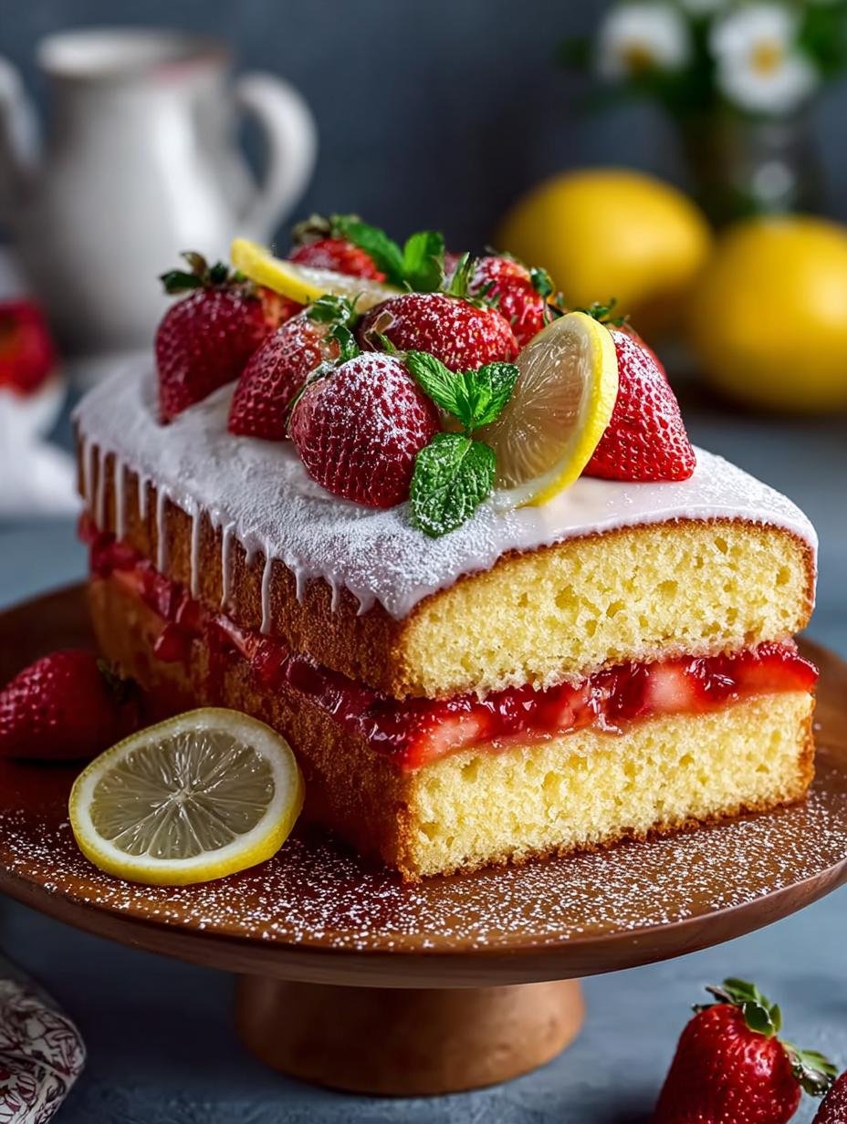 Fantastische Citroen Aardbeien Jam Cake: Nu 250 kcal! - Lemon Strawberry Jam Cake - additional detail