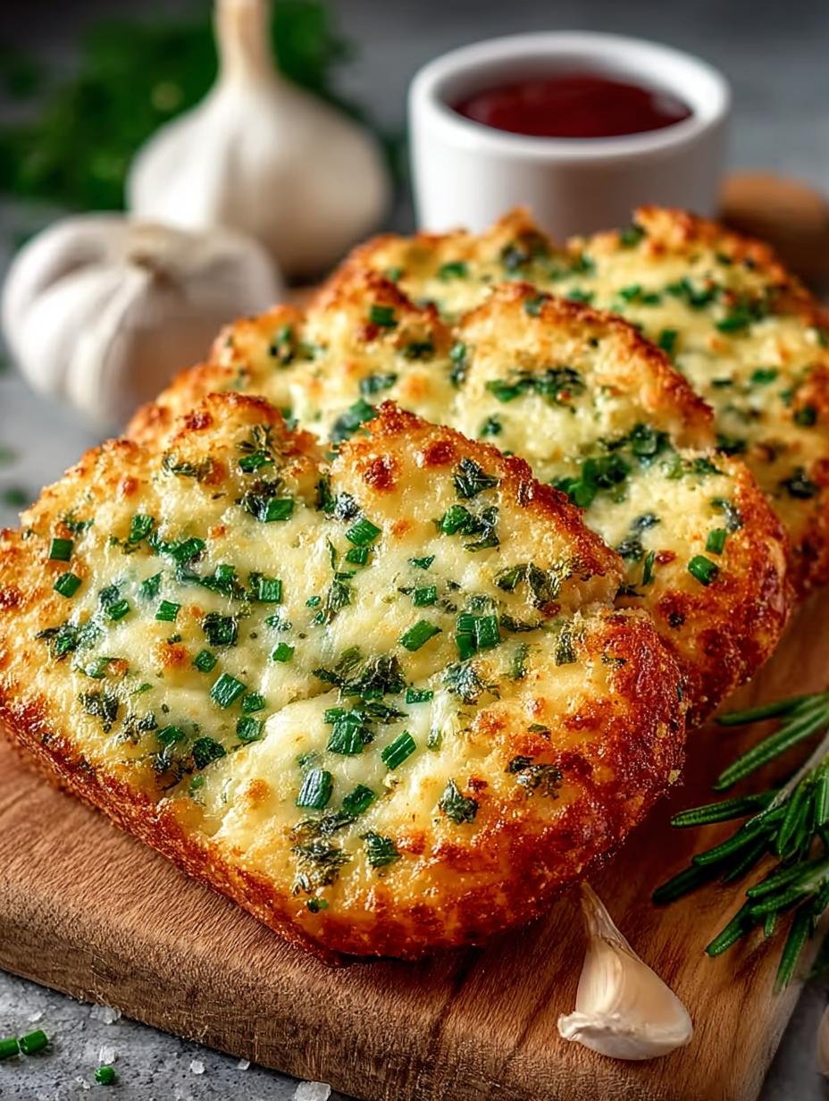 Heerlijk goudbruin Low Carb Knoblauchbrot Keto, vers uit de oven en gesneden in porties