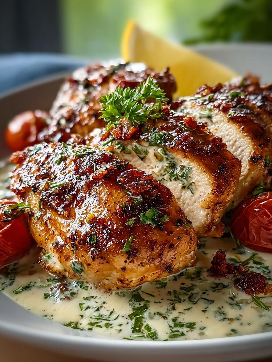 Verrukkelijke Marry Chicken met romige saus en verse peterselie, klaar om te serveren
