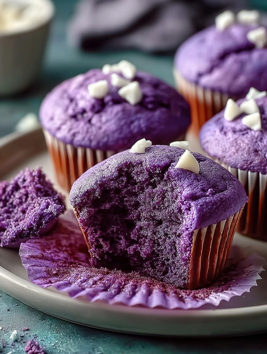 Moist Fluffy Ube Muffins: Een Onweerstaanbare Paarse Droom - Moist Fluffy Ube Muffins - main visual representation