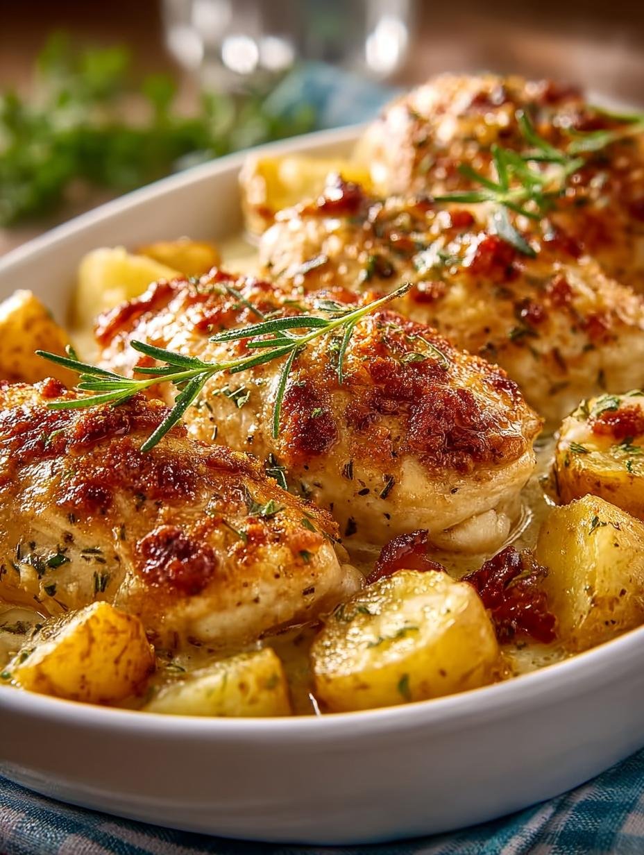 Heerlijk goudbruin Ofenhähnchen Met Kartoffeln Einfach, perfect geroosterd met verse kruiden