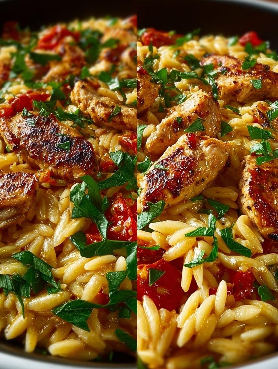 Heerlijke One Pot Orzo met kip en groenten, perfect voor een snelle avondmaaltijd