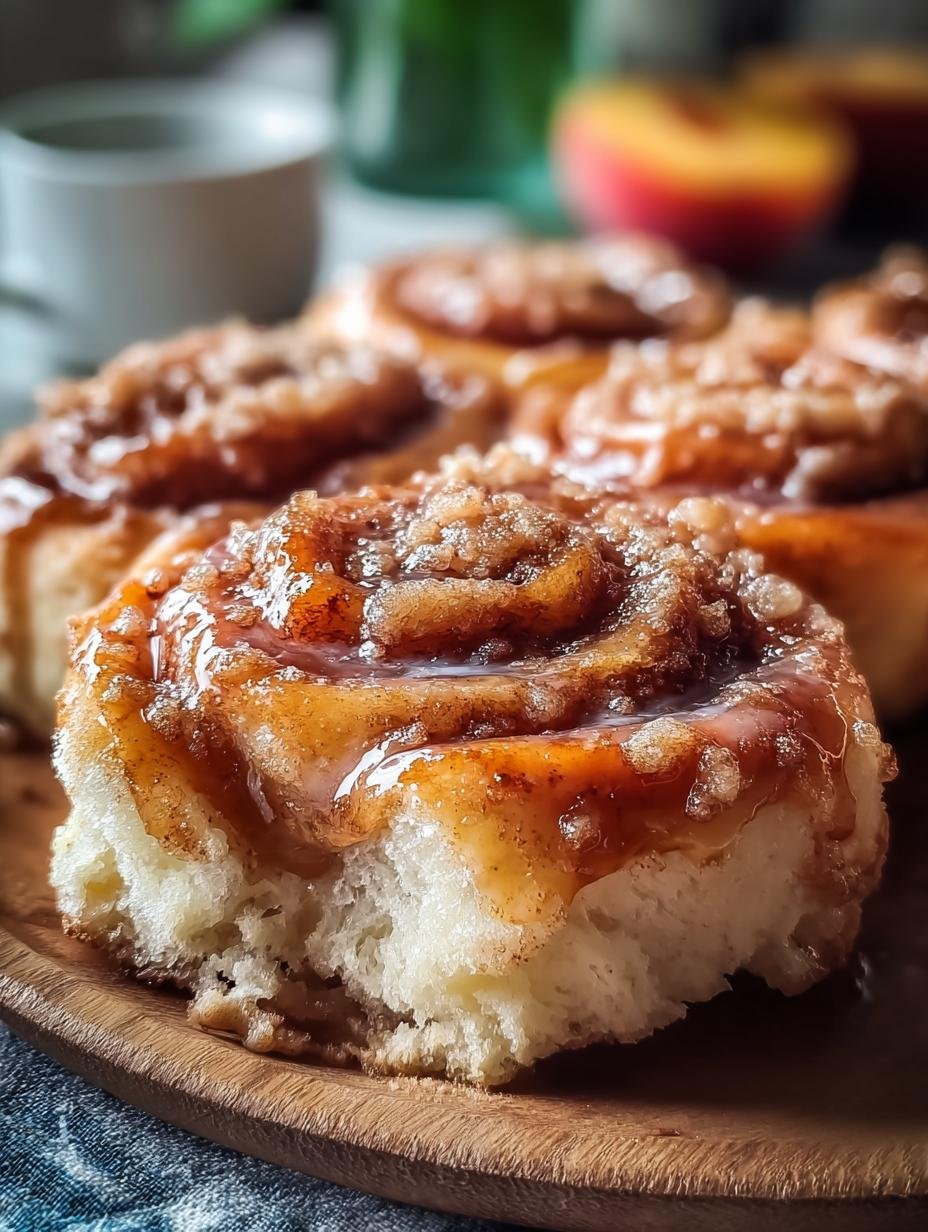 Verrukkelijke Peach Cobbler Kaneelbroodjes in 1 Uur! - Peach Cobbler Cinnamon Rolls - versgebakken en warm uit de oven