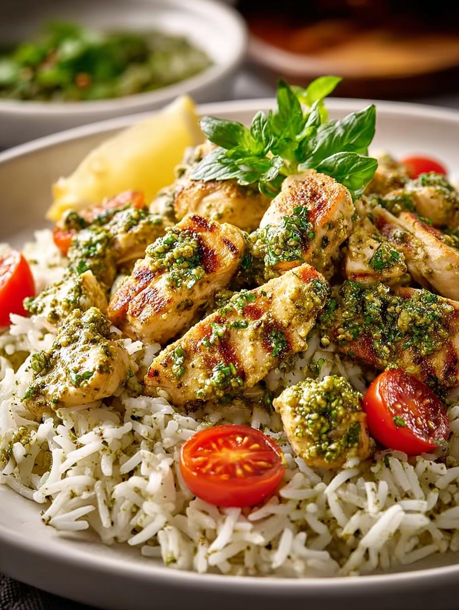 Pesto Haehnchen Mit Reis