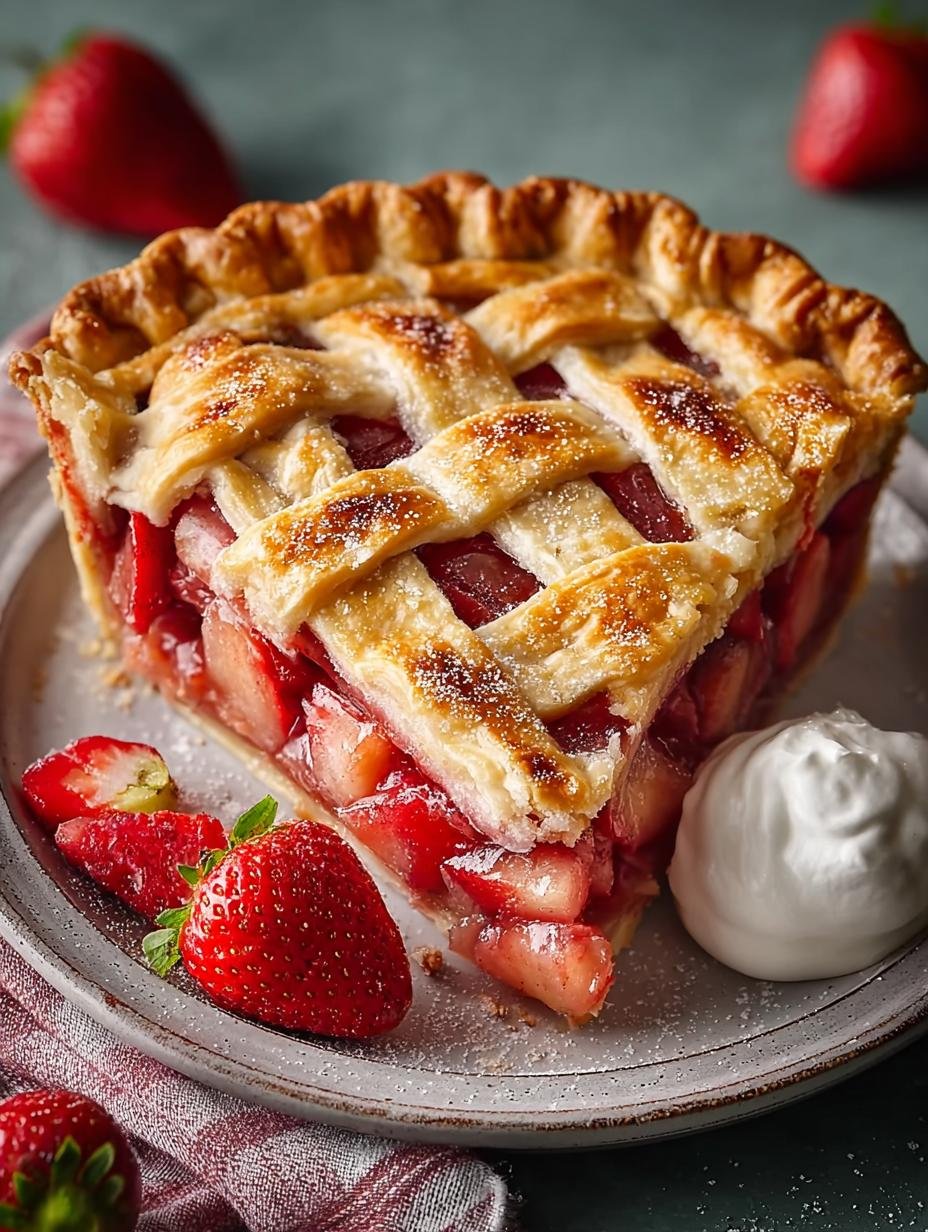 Strawberry Rhubarb Pie: Een Onweerstaanbaar Zoet Wonder! - Strawberry Rhubarb Pie - perfect gebakken met een gouden korst en fruitige vulling
